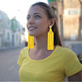 Miniatyrbilde 4 av 5: Lange Vevde Duskeøreringer   u2013 Store Boho Statement Duske Lagdelte Dingleøreringer for Kvinner Jenter, Store Bohemske Tråd Fringe Lagdelte Lysekrone Dr