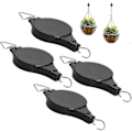 Miniatyrbild 1 av 4: 4-pack svart infällbar växtrulle blomkorg krok hängande krukor justerbar