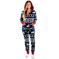 Pikkukuva 1 / 2: Print naisten yksiosainen pyjamat, hupullinen, mukava jouluinen pyjama taskuilla Blue M