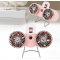 Miniatyrbillede 5 af 5: USB Bordventilator Stærk Vind Bordventilator Natlampe 3 Hastigheder Dobbelt Blad Design Til Soveværelser (pink)