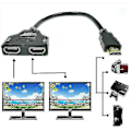 Miniatyrbild 2 av 2: HDMI Splitter 1 Ingång 2 Utgångar Kabeladapter Multi Display Duplicator Full