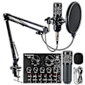 Miniatyrbild 1 av 5: Professionellt inspelningsstudio ljudinterface inspelning extern live Bm-800 karaoke mikrofon V8 ljudkort kondensatormikrofon