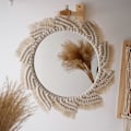 Miniatyrbilde 4 av 5: Nordisk Boho Makrame Veggspeil med Frynser Dusk Håndvevd Bomullsrep Gobelin Rundt Dekorativt Speil for Leilighet Stue Soverom