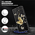 Miniatyrbillede 4 af 5: Kompatibel til Samsung Galaxy A35 5G Etui Læder 3D Mønster Print Telefon Cover med Kortholder Gold
