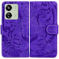 Miniatyrbild 1 av 5: Kompatibelt Skal för Xiaomi Redmi 13C 4G / Redmi 13C 5G / Poco C65 4G PU Läder Tiger Mönster Telefonfodral Purple