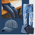 Miniatyrbillede 3 af 4: Premium Kvalitets Denim Stryge-på Jean Patches Ingen syning Nuancer af Blå Sort 25 Stykker Assorteret Bomulds Jeans Reparationssæt