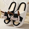 Miniatyrbild 1 av 5: Söt tecknad kanin Kanin Bomull Linne Tofflor Dam Sommar Andas Tjock Plattform Slides Tofflor Kawaii Flip Flops Sandaler Style B 44-45(27-27.5cm)