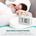 Miniatyrbild 3 av 4: Digital väckarklocka, 12/24h sängklocka med LCD-bakgrundsbelyst display, klocka med datumkalender temperatur