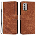 Miniatyrbild 1 av 5: Kompatibelt för Nokia G42 Mobilskal Präglade Linjer Hudvänligt Plånboksfodral TPU+PU Läder Skal Ställ Brown