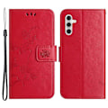 Miniatyrbild 1 av 5: Kompatibelt för Samsung Galaxy A24 Präglat Fjärilsblomma Mobilskal PU Läder Plånboksställ Telefonskydd med Rem Red
