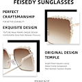 Miniatyrbillede 4 af 5: Ubiuo Dame Oversized Firkantede Solbriller Perledesign Damer 2021 Ny Luksus Mode Store Shades B2747