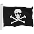 Miniatyrbillede 1 af 5: - Jolly Roger Piratflag (knogler) 3x5 Ft Trykt Messingøjer 150d Polyester Indendørs/Udendørs - Meget Tykkere Mere Holdbar End 100d 75d Polyester-Exce