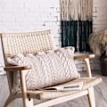 Miniatyrbilde 1 av 5: Dekorativ strikket putetrekk med puteinlegg Rektangulær varme knapper Puter til sofa, seng, hjemmedekor, beige hvit