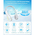 Miniatyrbillede 2 af 5: Halsventilator, USB Ventilator Bærbar Bladløs Ventilator, 4000mAh Batteri, 3 Hastigheder, Multi-vinkel Justerbar Luftstrøm, Farverige Lys
