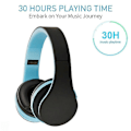 Pikkukuva 3 / 5: Langattomat Bluetooth-kuulokkeet, Over-ear -kuulokkeet mikrofonilla, kokoontaitettavat ja kevyet, Mp3-tila ja FM-radio - musta sininen