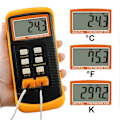 Miniatyrbillede 4 af 5: Digital 2-kanals K-type termometer m/ 4 termoelementer (kablet & rustfrit stål), -50~1300C (-58~2372F) Håndholdt desktop højtemperatur Kelvin