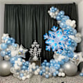 Miniatyrbilde 1 av 5: 118 Deler Snøfnugg Ballong Garland Bue Kit - Snøfnugg Ballong med Sølv Blå Hvite Latex Ballonger sett for Vinterlandskap Jule Baby