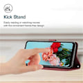 Miniatyrbillede 5 af 5: Kompatibel med Motorola Moto G15 4G Etui Prægede Linjer Læder Telefon Cover Foldbart Stativ Red