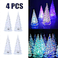 Miniatyrbilde 1 av 5: 4 stk. LED-belyste juletre akryl fargerik festlig borddekor yu