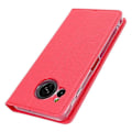 Miniatyrbillede 5 af 5: Kompatibel til Sharp Aquos Sense 8 Wallet Case Silke Tekstur Læder Flip Beskyttende Telefon Cover Red