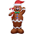 Miniatyrbild 1 av 5: Uppblåsbar Pepparkaksgubbe, Pepparkaksgubbe, Uppblåsbar Juldekoration, Lämplig För Inomhus- Och Utomhusbruk, Utrustad Med LED-lampor, Belysningskoppling