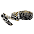Miniatyrbillede 3 af 3: 1m Rhinestone Krystal Glas Mesh Bånd Stryge Applikation Brudekjole Sko Trim (Sort)