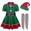 Miniatyrbild 1 av 3: Snabbfrakt Green Elf Barn Varm Juldräkt Jultomte Kläder För Flickor Pojkar Nyår Barnkläder Festkläder Set S 120cm