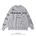 Pikkukuva 1 / 5: Retro Villa Racing Letters Neule Hiphop Pariskunta Neuleet grey M