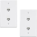 Miniatyrbillede 1 af 5: 2 Pakke 2 Port Ethernet Vægplade, Cat6 Hun Til Hun Vægstik Rj45 Inline Kobler Vægstik - haoyi