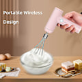 Miniatyrbillede 3 af 5: Elektrisk håndmixer i rustfrit stål, USB-genopladelig trådløs elektrisk håndmixer med 2 piskehoveder, 1 stk. XiXi