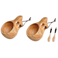 Miniatyrbild 1 av 5: 2-pack Nordisk stil träkopp Kuksa-kopp Bärbar utomhuscamping Dryckeskopp Träkaffekopp med