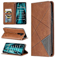 Miniatyrbild 1 av 5: Geometriskt Mönster Ställ Läder Korthållare Fodral Kompatibelt För Xiaomi Redmi Note 8 Pro Brown