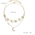 Miniatyrbillede 4 af 5: Måne og Stjerne Halskæde 14K Guld Halvmåne Vedhæng Halskæde Lille Stjerne Choker Halskæde til Kvinder Guld Lagdelt Halskæde til Kvinder Piger