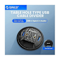 Miniatyrbild 5 av 5: Skrivbordsgenomföring USB 3.0 Hub Typ C Hörlursmikrofonadapter