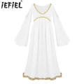 Pikkukuva 2 / 5: Roomalainen kreikkalainen kreikkalainen Athena jumalatar Cosplay-mekko tytöille kultainen leikkaus Halloween-asu Roolileikki Juhla pitkä hieno mekko M