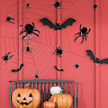 Pikkukuva 5 / 5: Seinätarra, pitkäikäinen, repeytymätön, helppo asentaa, kulutusta kestävä, huomiota herättävä, juhlava koriste, värinkestävä Halloween-koriste 3D musta seinä S