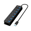 Miniatyrbillede 3 af 5: 7 Port USB Hub Splitter 3.0 til Laptop USB Adapter med Individuelle Kontakter