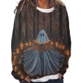 Miniatyrbild 1 av 2: Ghost Sweatshirt Kvinnor Halloween Pumpkin Shirts Rolig nyhet Grafiska T-shirts Långärmade höstskjortor style 7 4XL
