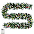 Miniatyrbillede 2 af 5: Færdigbelyst juleguirlande med fyrrekogler og bærklaser, kunstig guirlande med 50 LED-lys, batteridrevet til hjemmetrappe, pejs, hoveddør