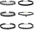 6 st Halsband Svart Sammet Choker Set Klassisk Gotisk Tatuering Spets Chokers