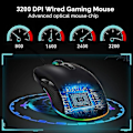 Miniatyrbild 2 av 5: USB C Mus Typ C Ergonomisk Trådbunden Mus RGB Gamingmus Optisk Mus med Justerbar DPI 800/1600/2400/3200 Kompatibel med Notebook, C, Laptop, Ma