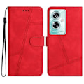 Miniatyrbillede 1 af 5: Kompatibel til Oppo A79 5G Linjer Præget Mobiltelefon Etui Foldbart Stativ PU Læder Cover Red