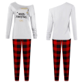 Miniatyrbild 3 av 4: Kvinnors print Set Jul långärmade toppar Rutiga byxor Pyjamas Hemkläder White 2XL