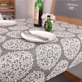 Miniatyrbilde 4 av 5: Grå Medaljong Dug Bomullslin Dust-proof Borddekke For Kjøkken Spisestue Bordplate Lin Dekor (kvadrat, 55 X 55 tommer)