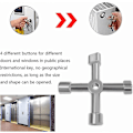 Miniatyrbilde 3 av 5: Multifunksjon 4-veis universal trekantnøkkel, multifunksjonell, universal kryssbryternøkkel, for heiser, elektriske skap, ventiler (sølv)