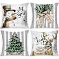 Miniatyrbilde 1 av 5: Vinter 18x18 Juleputetrekk Sett med 4, Jul Snømann Hansker Elg Eucalyptus Vinter 18 x 18 for Innendørs Hjem Soverom Sofa
