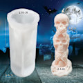 Miniatyrbillede 2 af 5: 3D Kranie Lysform Søjle Halloween Silikone Resin Form Til Aromaterapi Lys Resin Støbning Hjemmelavet Voksfremstilling Polymer Ler DIY Håndværk