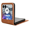 Miniatyrbild 2 av 5: Kompatibelt Plånboksfodral för Motorola Razr 50 5G Stöttåligt Läder Telefonskal Brown