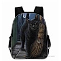 Pikkukuva 1 / 5: Uusi Musta Kissa Reppu Eläin Gothic Moon Phase Casual koululaukut Taaperot Pojat Tytöt Teini Picture color 11 inch