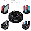 Miniatyrbilde 2 av 5: Ladestasjon Dock For 4 Nintendo Switch Host Laderkontrollere To Eksterne Usb Strømutgangsgrensesnitt
